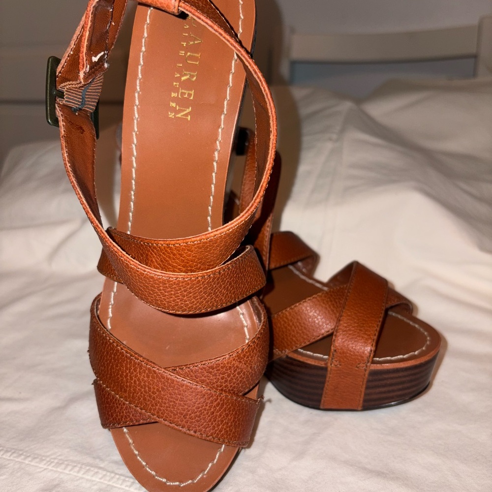 Lauren Ralph Lauren Tan Leather Sandals